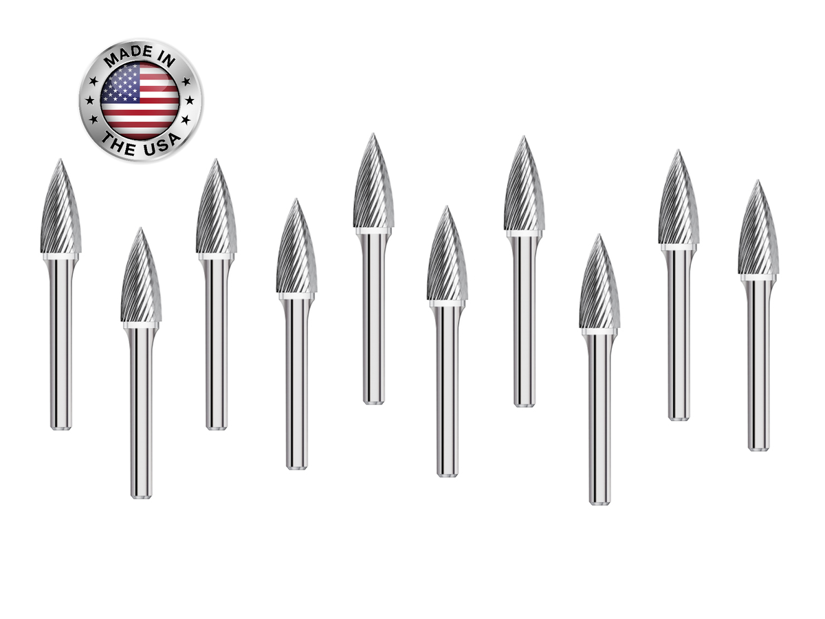 SG 6 Burr 10 Pack 5 8 X 1 Cut Length X 2 3 8 OAL On 1 4 Shanks