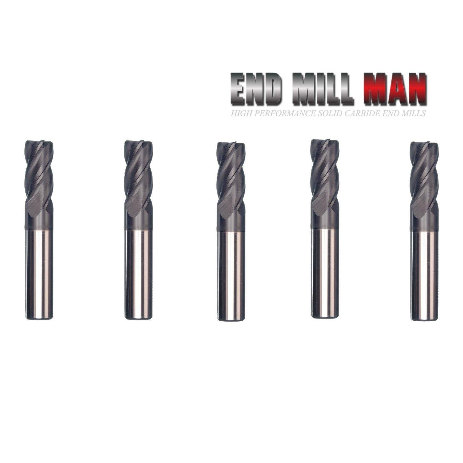 (5 Pack) 1/8" x 3/4" x 2-1/2"  Long Variable Helix High Performance Carbide End Mill - The End Mill Store 