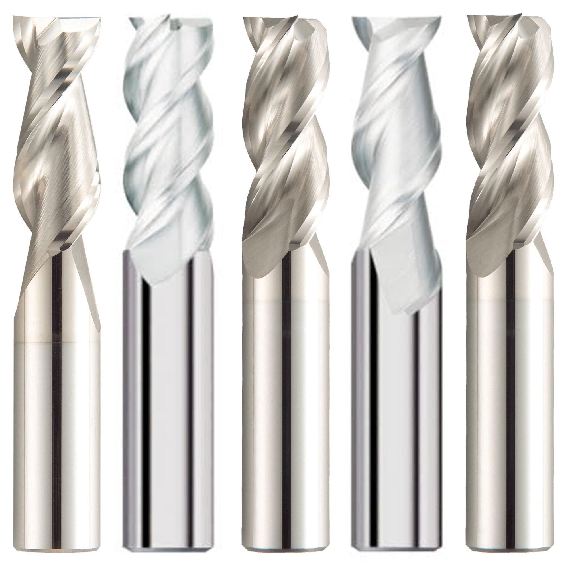 (5 Pack) 1/4" x 3/4" x 2-1/2" Aluminum HP Carbide End Mills - The End Mill Store 