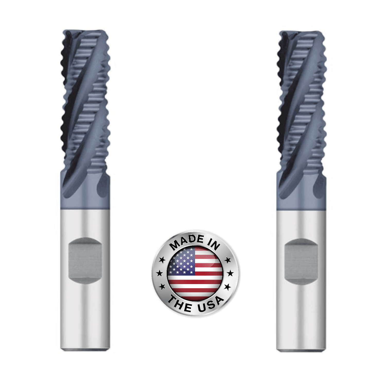 (2 Pack) 1-1/2" x 2" LOC Course Pitch Cobalt 6 Flute Roughing End Mills (1-1/4" Shanks) - The End Mill Store 