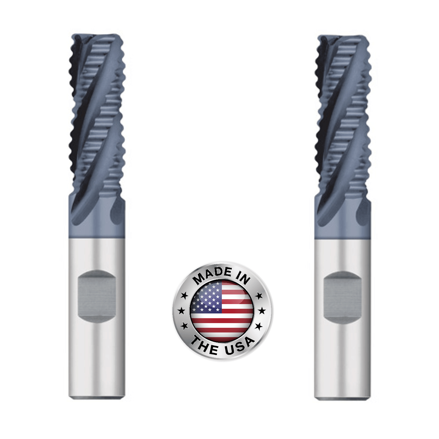 (2 Pack) 2" x 2" LOC Course Pitch Cobalt 8 Flute Roughing End Mills (1-1/4" Shanks) - The End Mill Store 