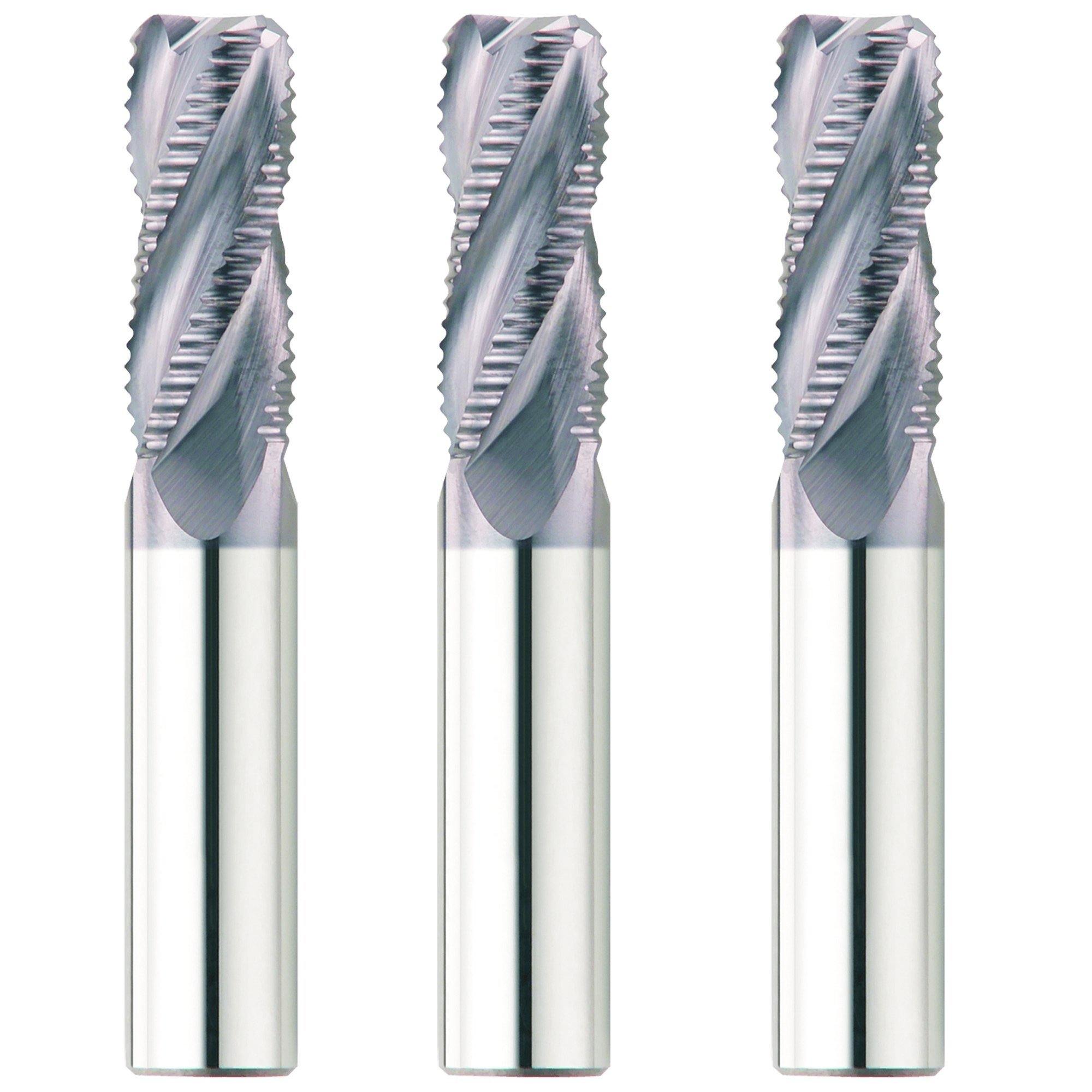 (3 Pack) 1/8" Dia. x 3/8" LOC x 1-1/2" OAL  Roughing End Mills - The End Mill Store 