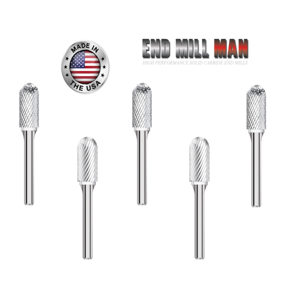 SC-15 Burr (5 Pack) 3/4" x 1/2" Cut Length x 2-1/2" OAL on 1/4" Shanks - The End Mill Store 