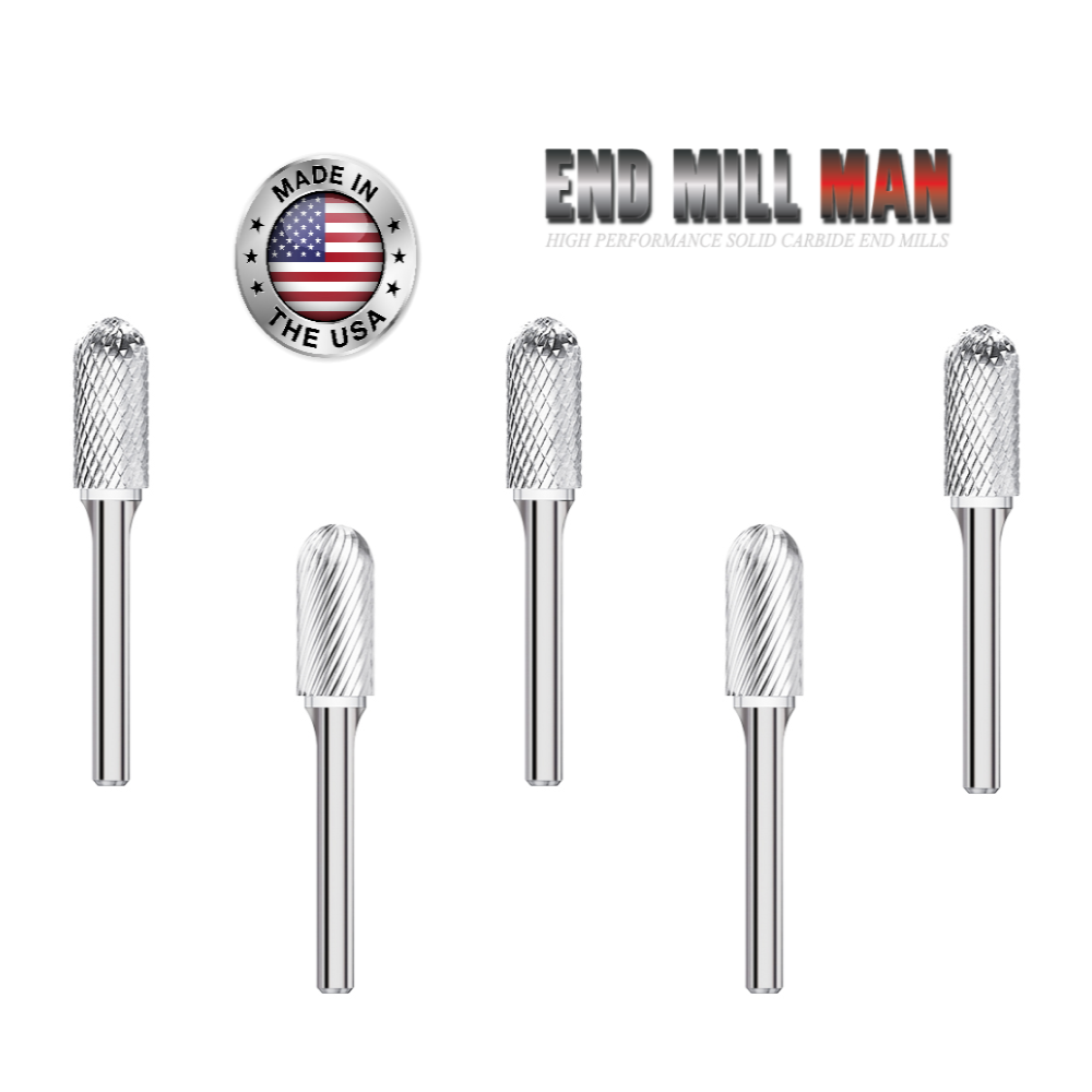 SC-5 Burr (5 Pack) 1/2" x 1" Cut Length x 2-1/4" OAL on 1/4" Shanks - The End Mill Store 