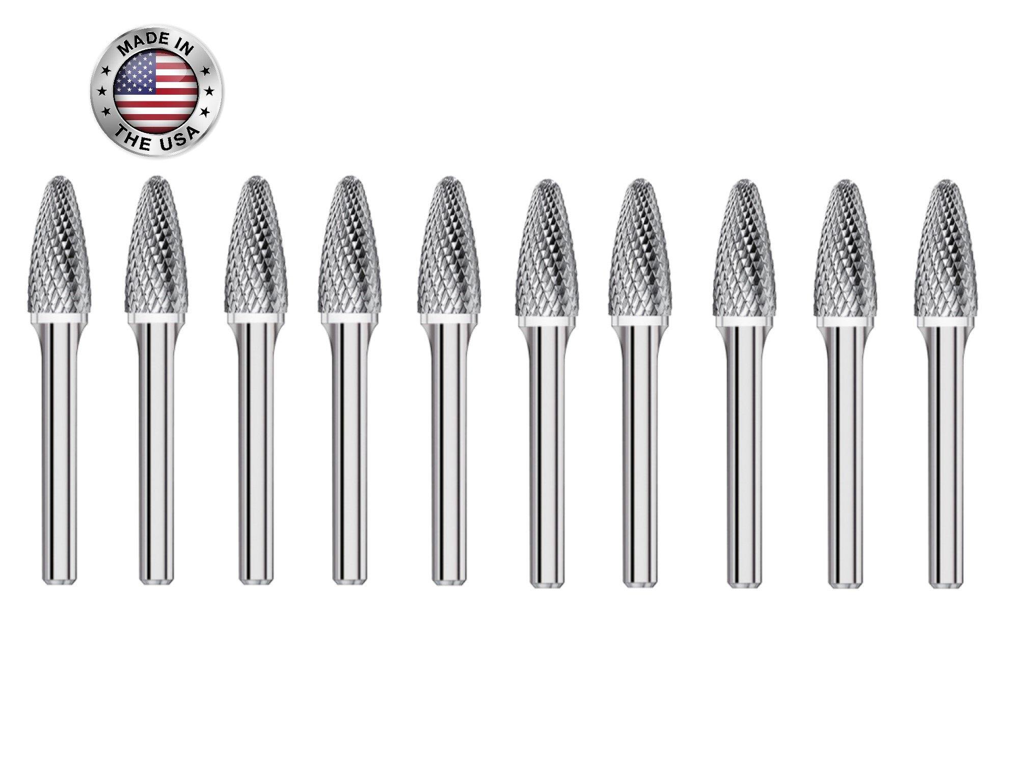 SF-81 Burr (10 Pack) 3/16" x 1/2" Cut Length x 2" OAL on 3/16" Shanks - The End Mill Store 