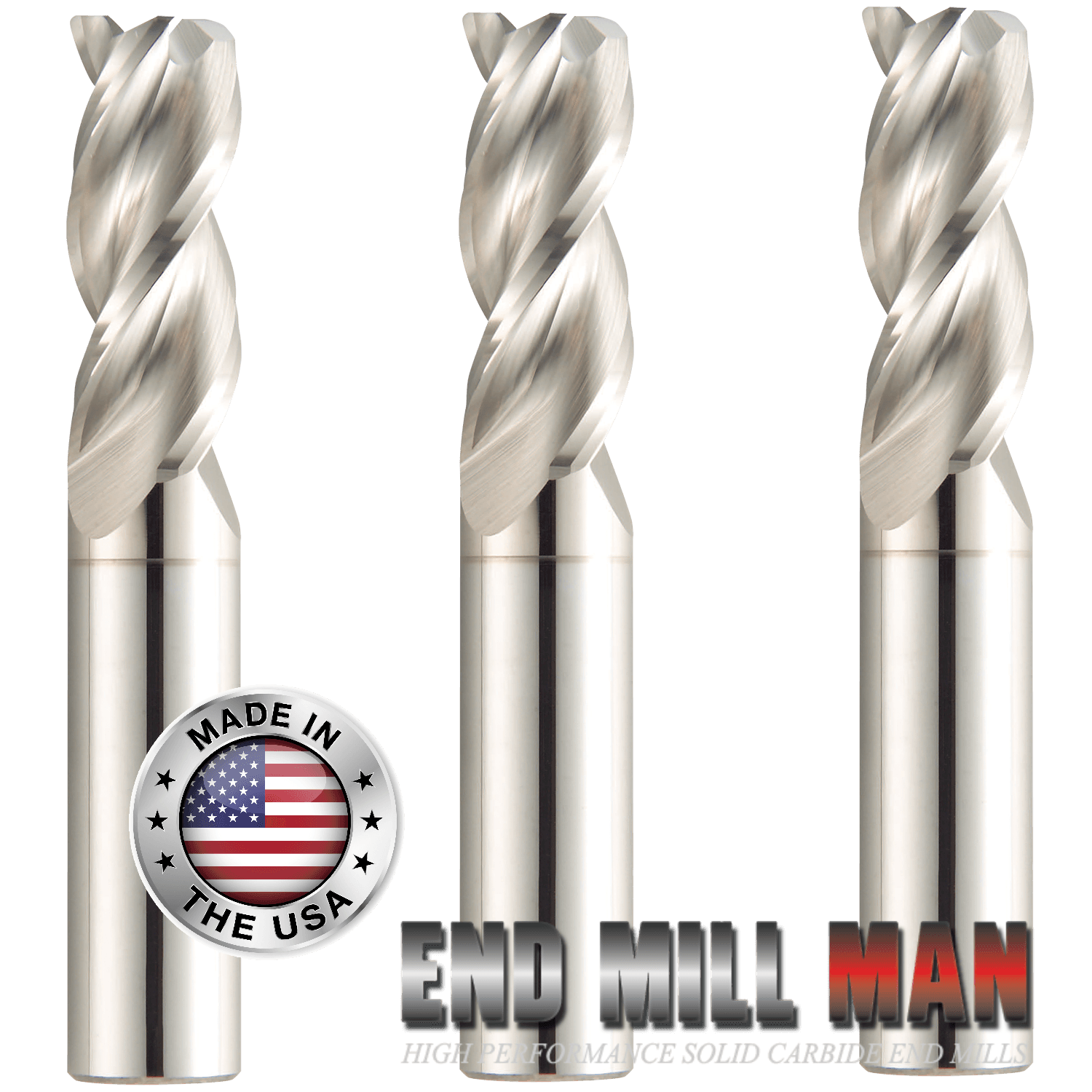 (3 Pack) 1/4" x 3/4" x 2-1/2" Aluminum HP Radius Carbide End Mills - The End Mill Store 