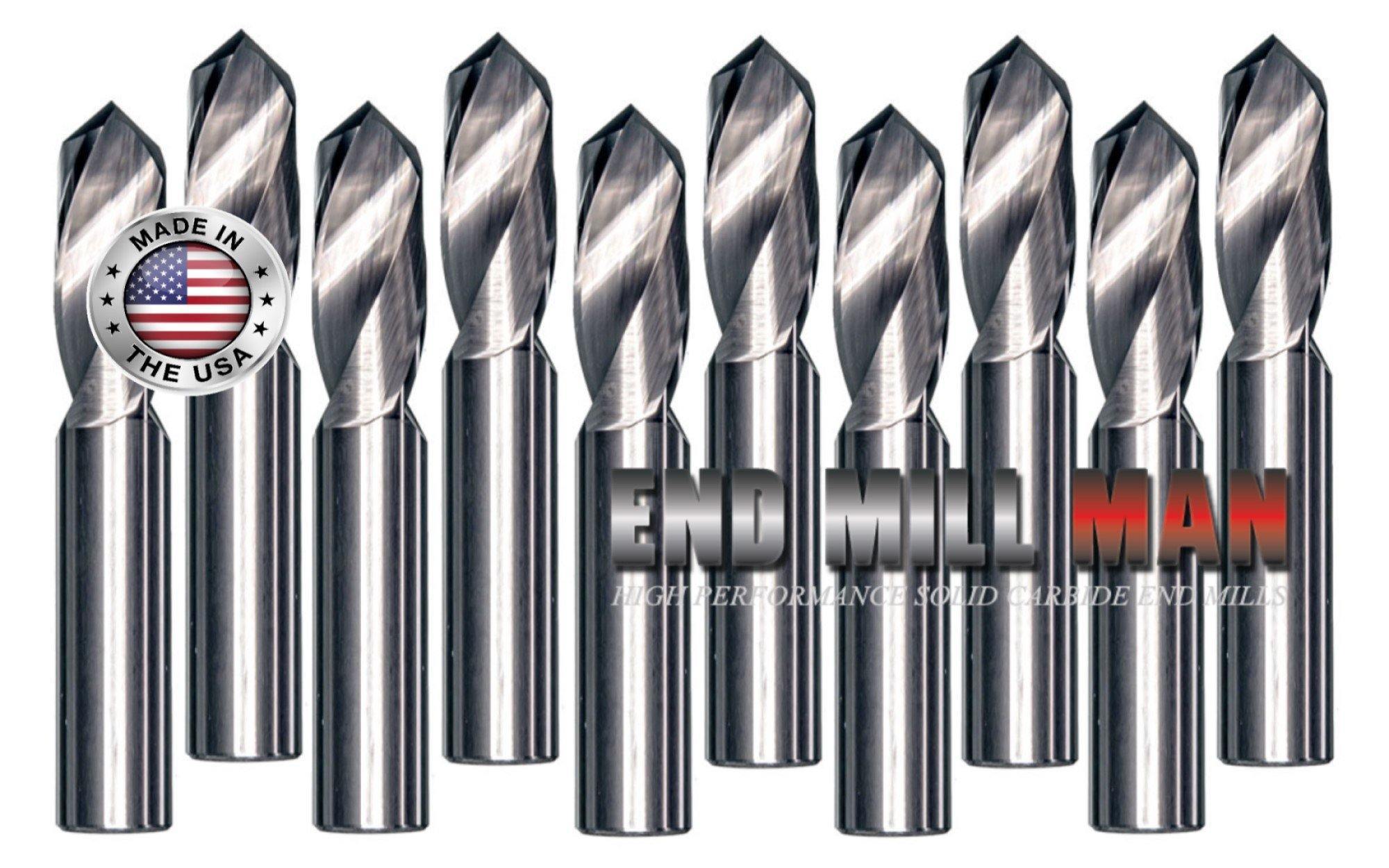 #22 (.157) x 1" LOF x  2-1/16" OAL (10 Pack) Carbide Drill Bits (uncoated) - The End Mill Store 