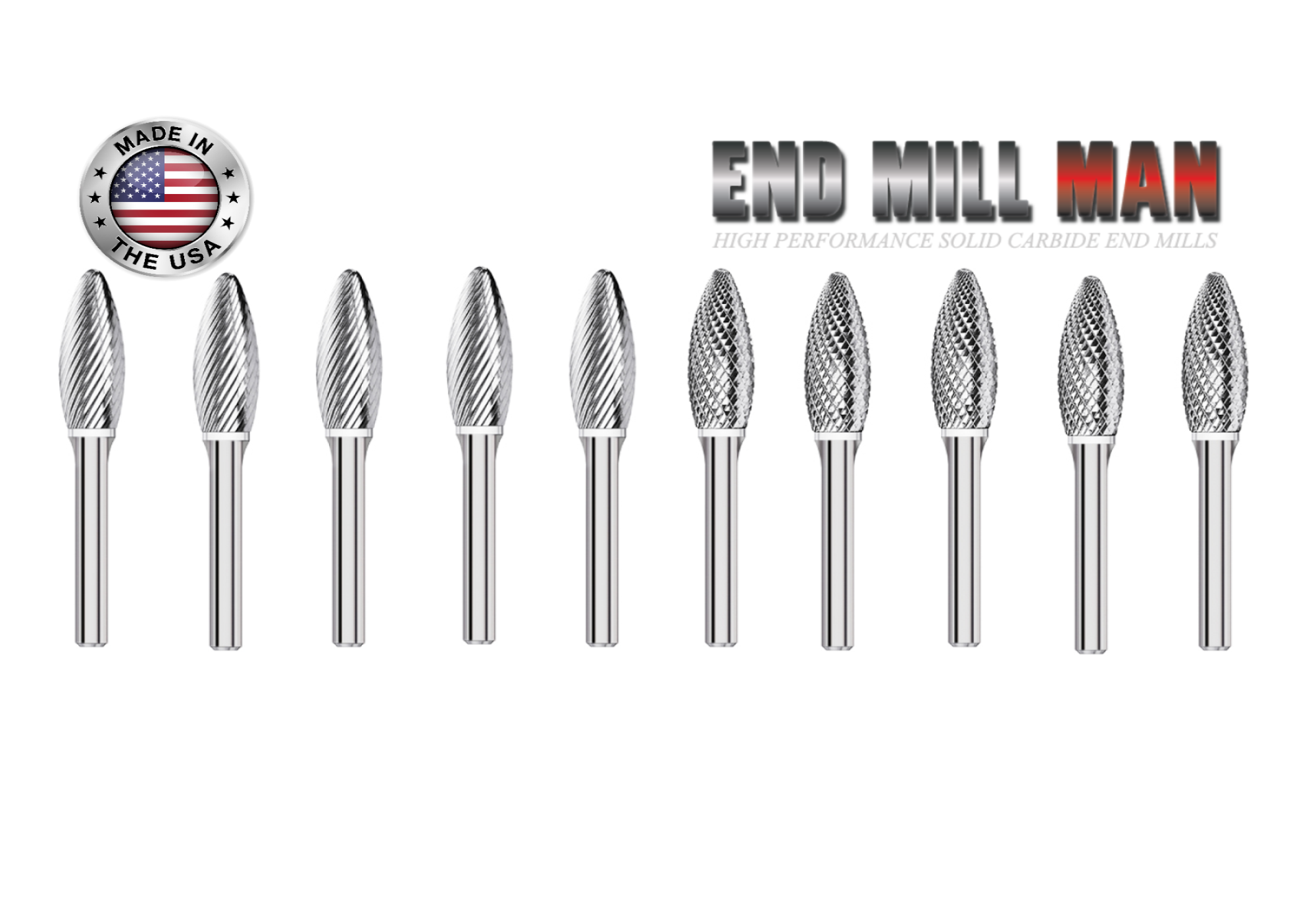 SH-41 Burr (10 Pack) 1/8" x 1/4" Cut Length x 1-1/2" OAL on 1/8" Shanks - The End Mill Store 