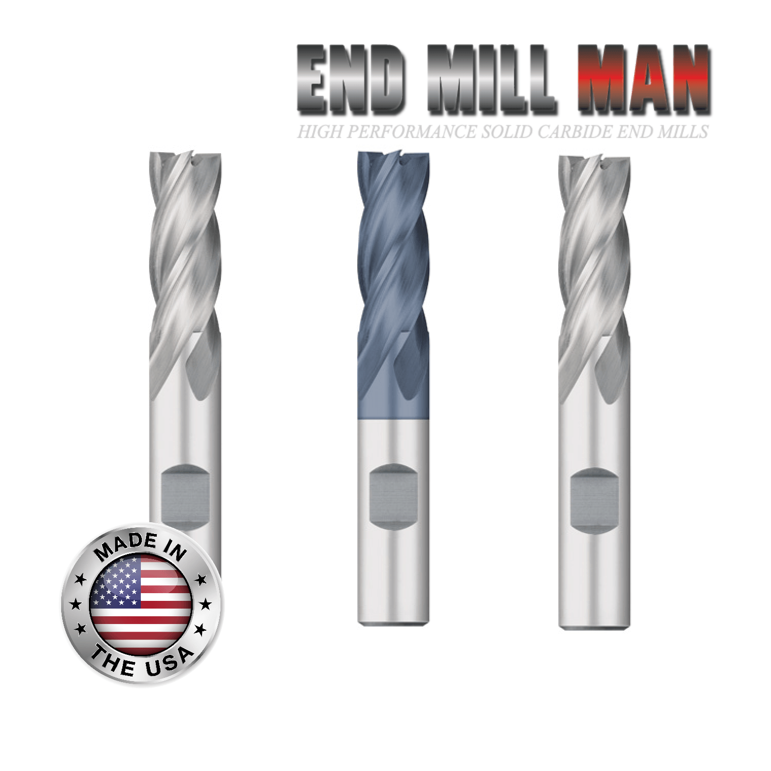 1/2" x 1-1/4" LOC (3 Pack) HSS 4 Flute End Mills (1/2" Shanks) - The End Mill Store 