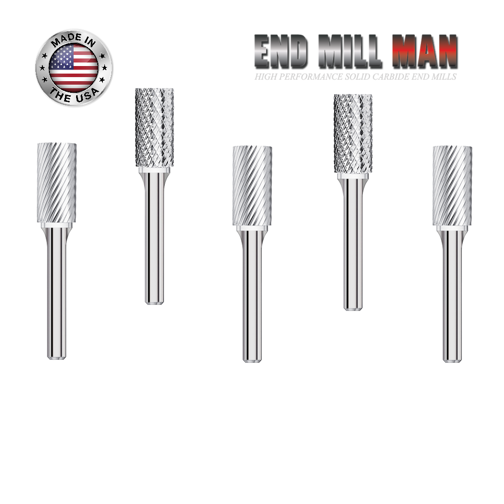 SB-3X Burr (5 Pack) 3/8" x 1-1/2" Cut Length x 2-1/8" OAL on 1/4" Shanks - The End Mill Store 