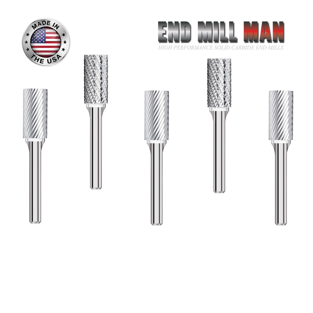 SA-15 Burr (5 Pack) 3/4" x 1/2" Cut Length x 2-1/2" OAL on 1/4" Shanks - The End Mill Store 