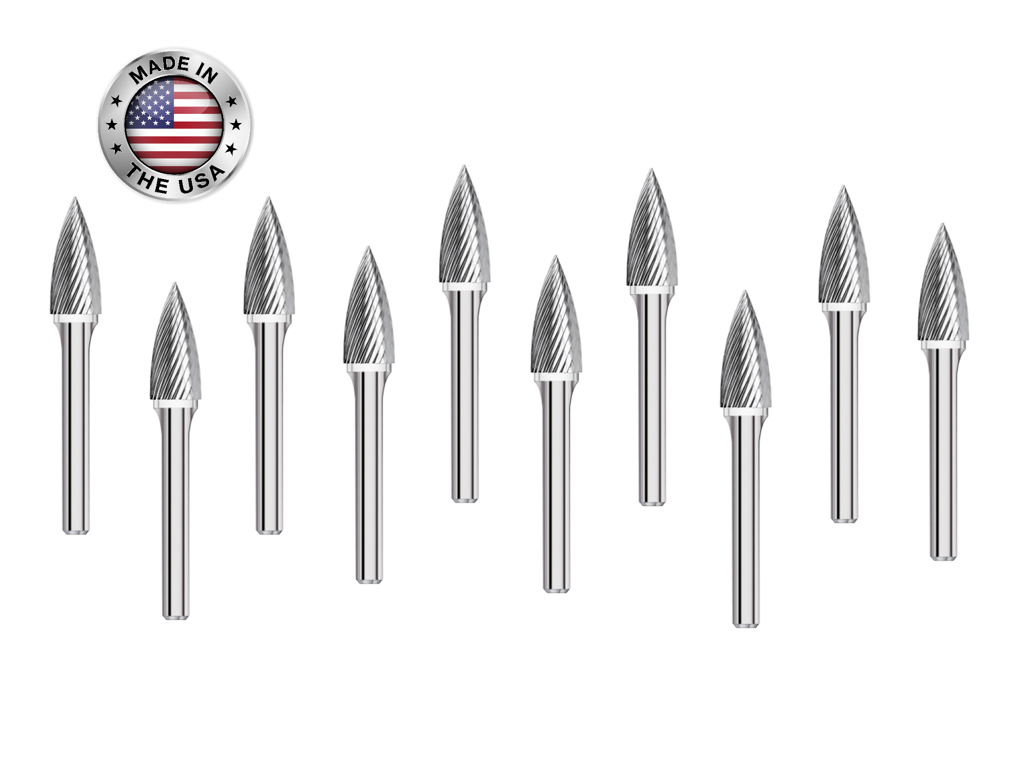 SG-44L3 Burr (10 Pack) 1/8" x 1/2" Cut Length x 3" OAL on 1/8" Shanks - The End Mill Store 