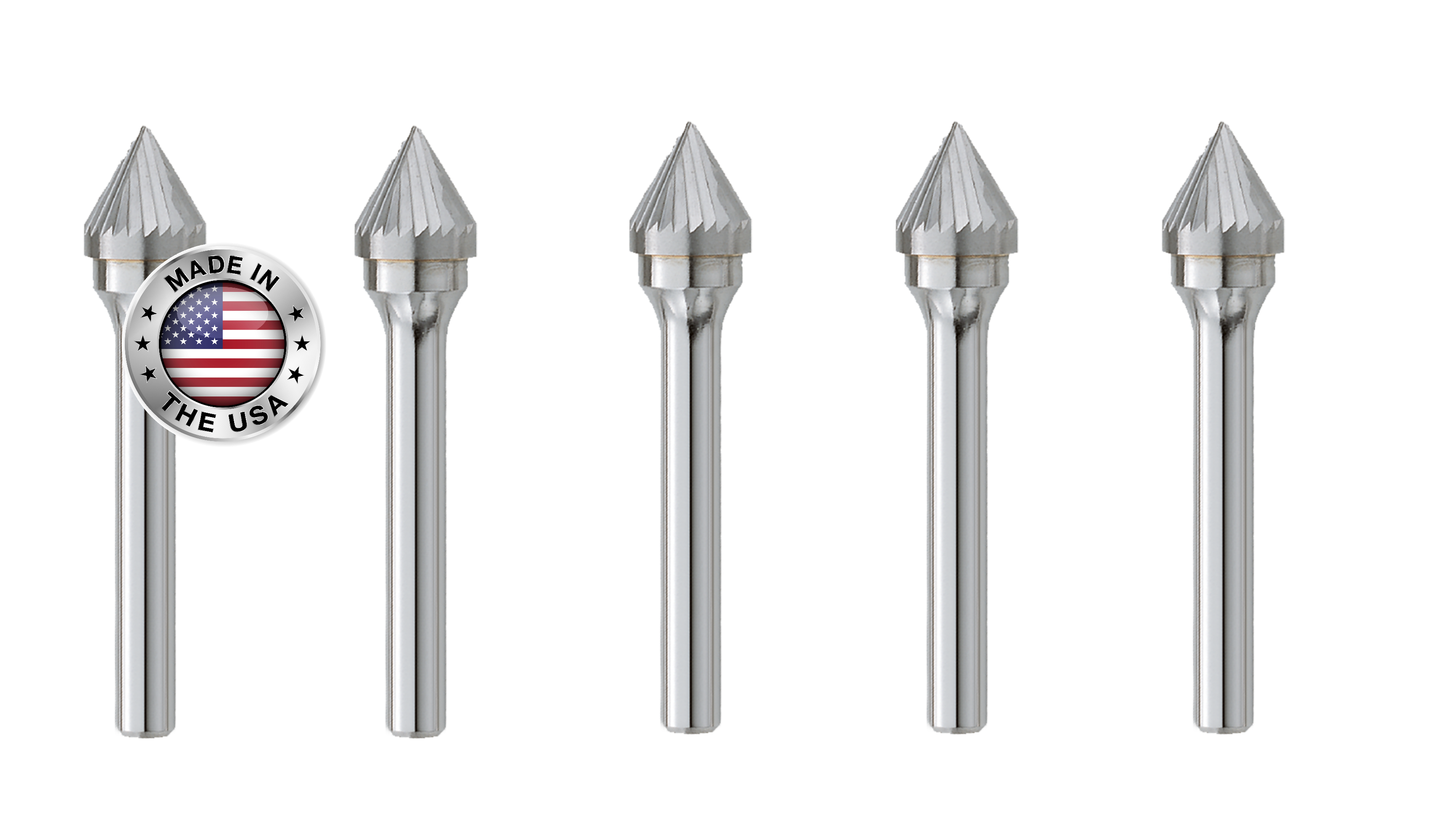 SJ-9 60° Burr (5 Pack) 1" x 15/16" Cut Length x 2-1/2" OAL on 1/4" Shanks - The End Mill Store 