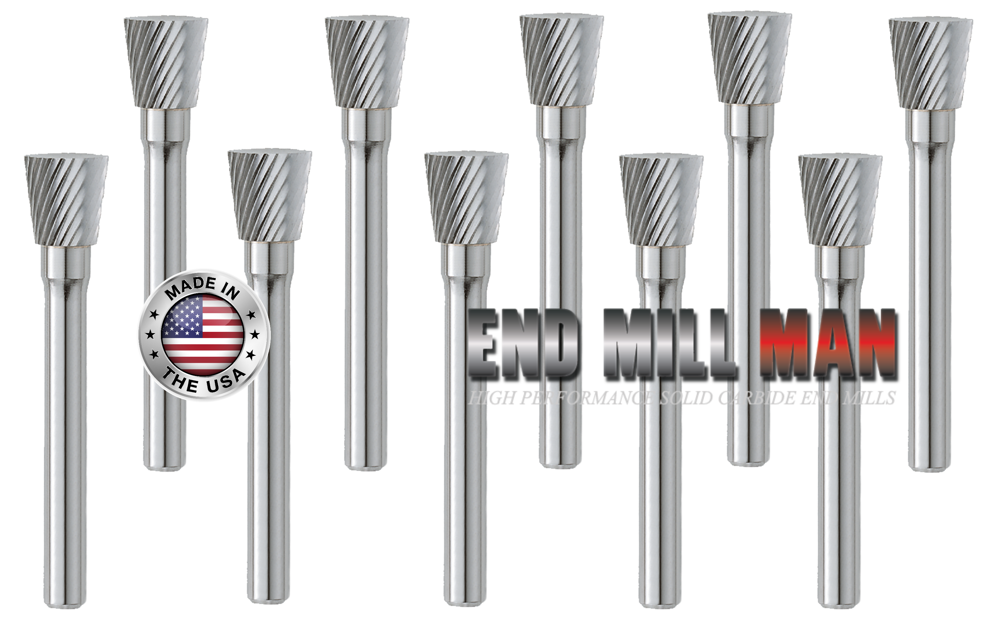 SN-1 10° Burr (10 Pack) 1/4" x 5/16" Cut Length x 2" OAL on 1/4" Shanks - The End Mill Store 