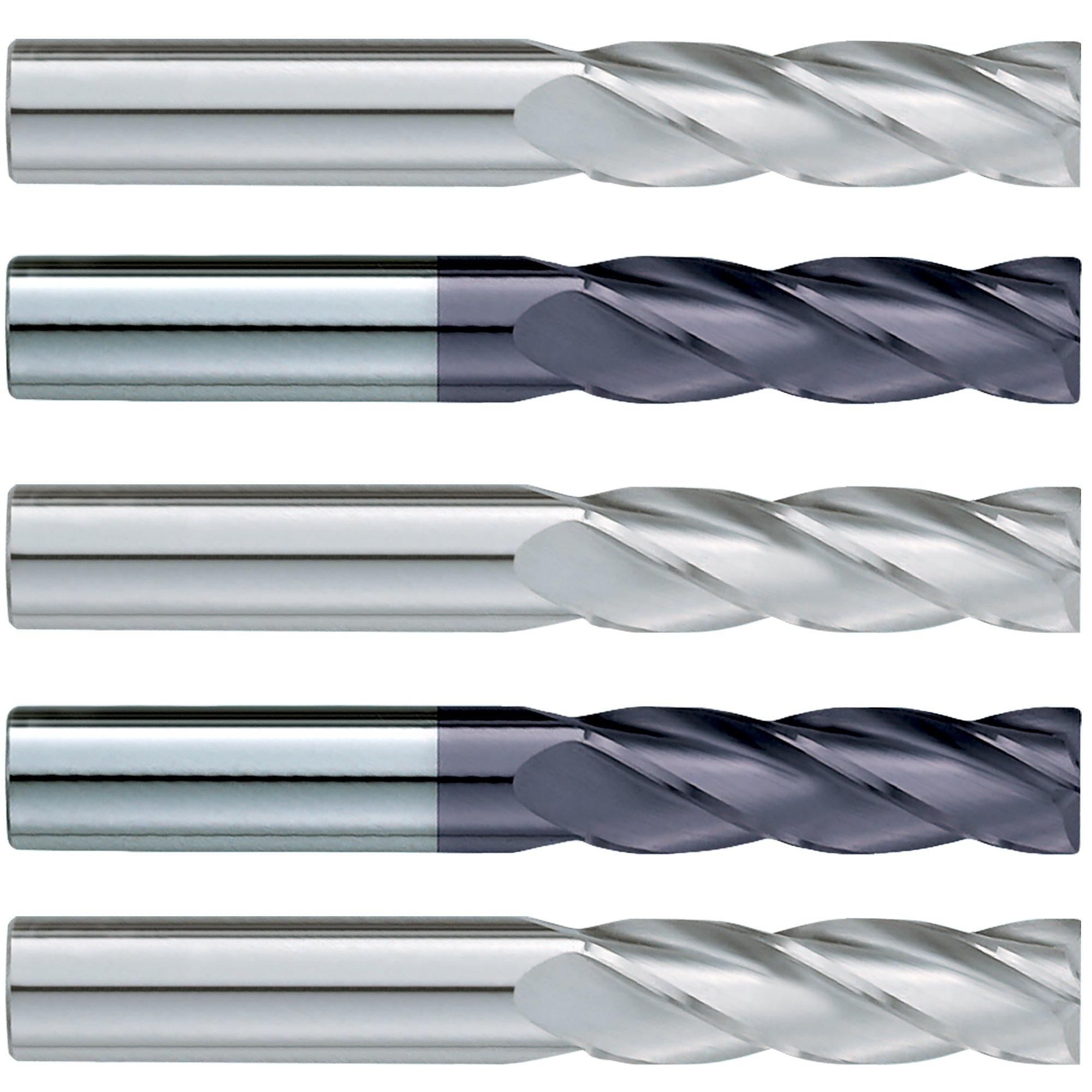 (5 Pack) 3mm x 25mm x 75mm Metric Long Square Carbide End Mill - The End Mill Store 